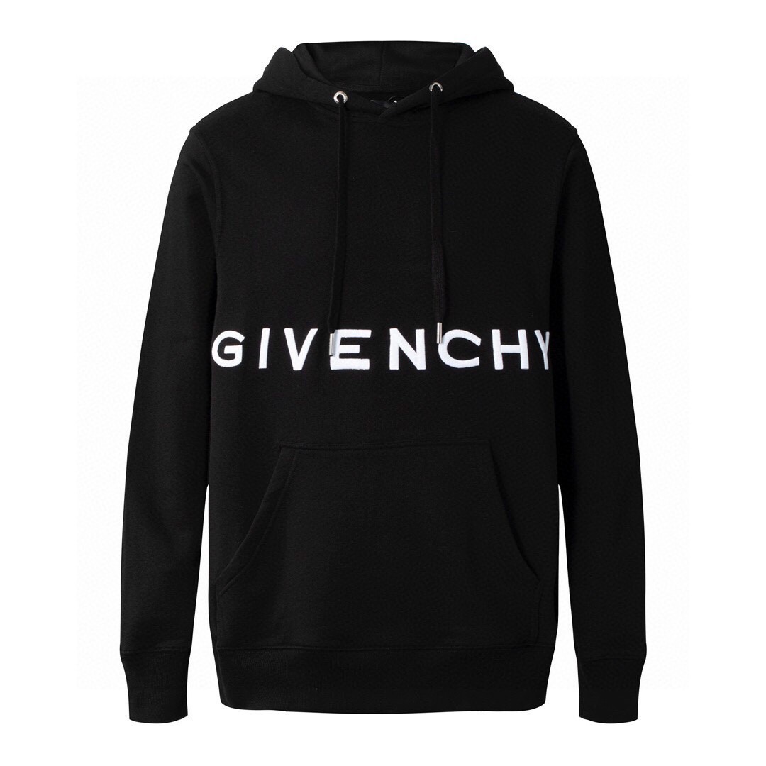 Givenchy 纪梵希 刺绣Logo连帽卫衣 卫衣 套头 长袖 秋冬款 黑色 BMJ0CQ3Y6V-001