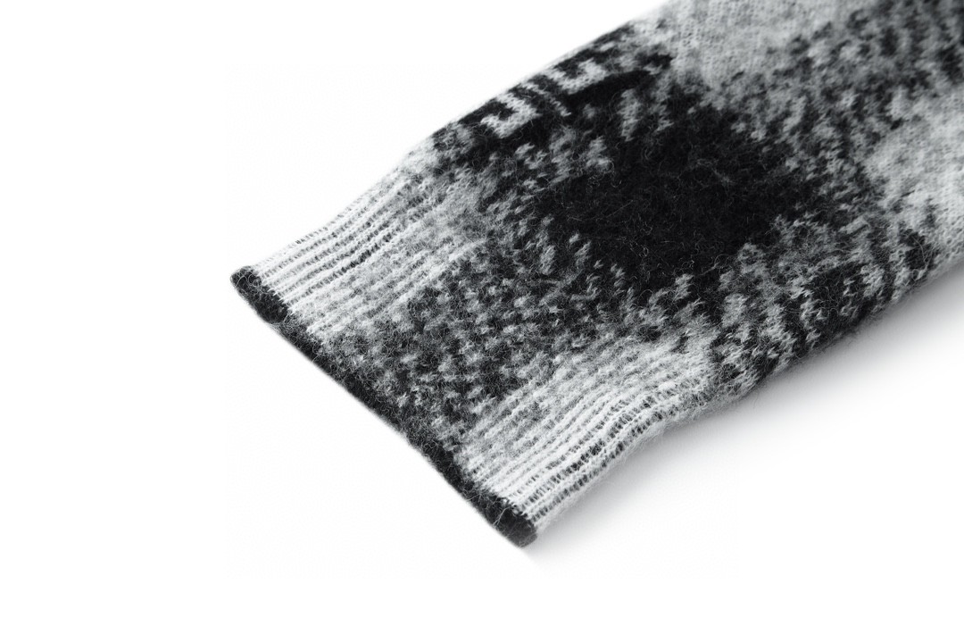 Givenchy 纪梵希 SS23 色块拼接圆领套头毛衣 长袖 秋冬款 黑白色 BM90M04YD0-004