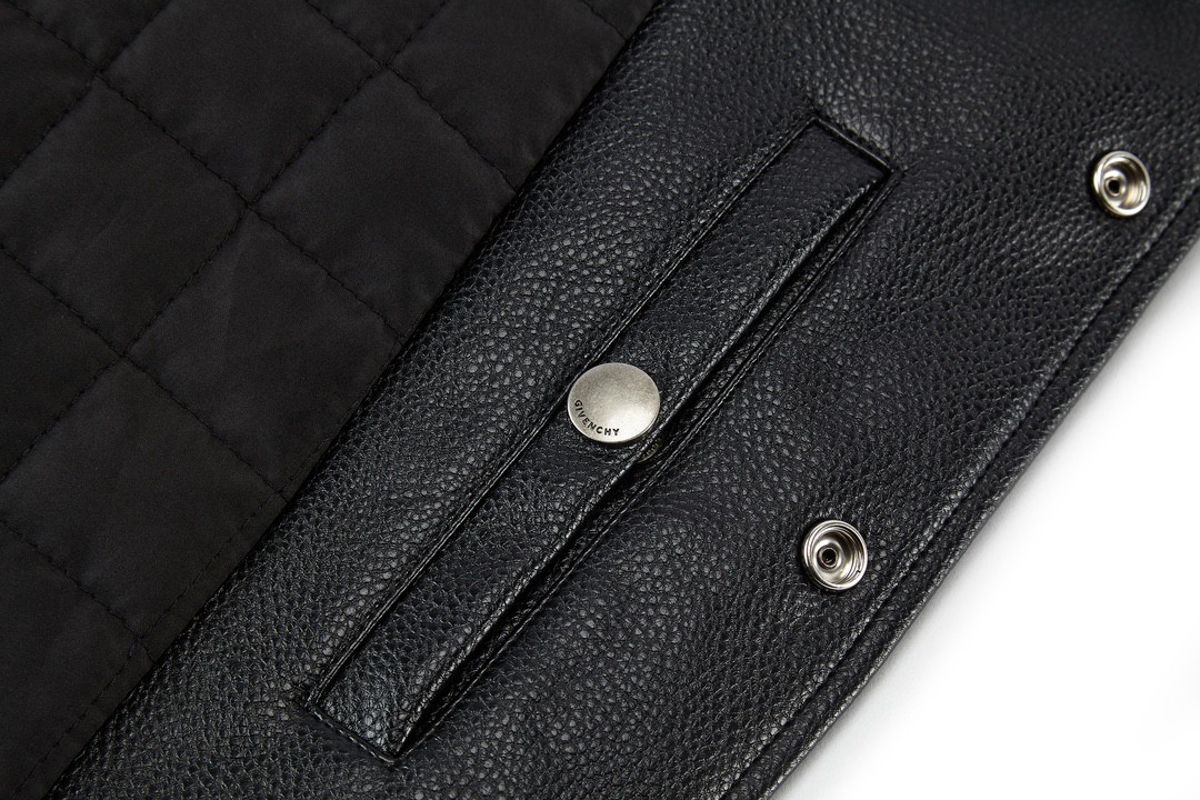 Givenchy 纪梵希 纯色Logo贴片粒面皮革飞行员夹克 外套 棒球服 长袖 秋冬款 黑色 BM00V0611V-004