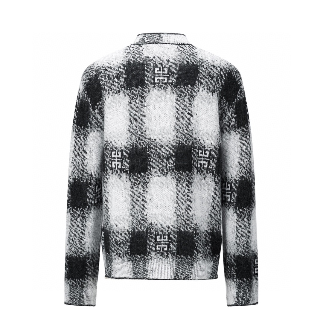 Givenchy 纪梵希 SS23 色块拼接圆领套头毛衣 长袖 秋冬款 黑白色 BM90M04YD0-004