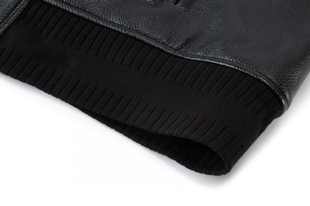 Givenchy 纪梵希 纯色Logo贴片粒面皮革飞行员夹克 外套 棒球服 长袖 秋冬款 黑色 BM00V0611V-004