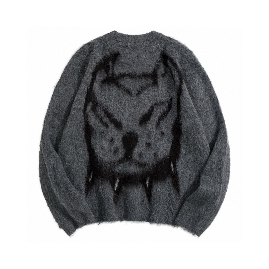 Givenchy 纪梵希 Chito 联名款 SS22 背面动物图案马海毛套头毛衣 长袖 秋冬款 灰色 BM90H04Y9D-069