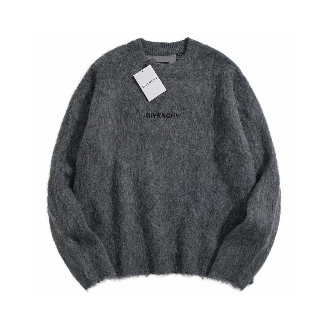 Givenchy 纪梵希 Chito 联名款 SS22 背面动物图案马海毛套头毛衣 长袖 秋冬款 灰色 BM90H04Y9D-069