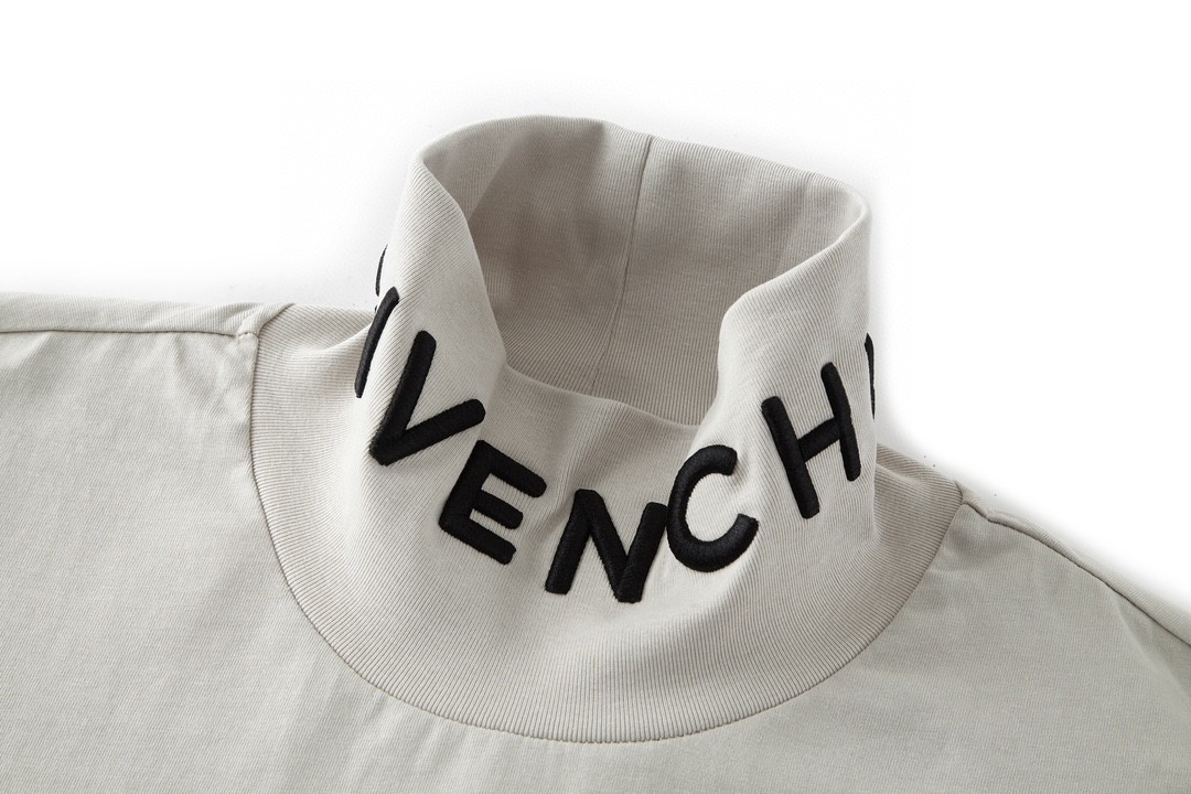Givenchy 纪梵希 SS23 字母印花立领长袖 T 恤 打底衫 秋冬款 云灰色 BM71GM3YBN-057
