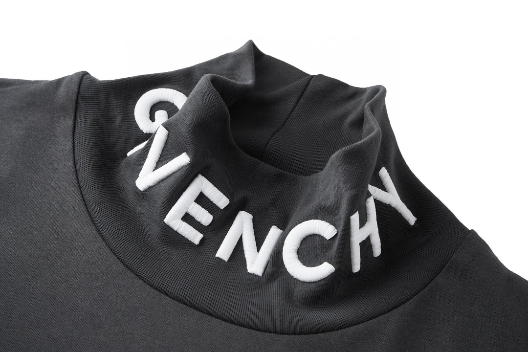 Givenchy 纪梵希 SS23 字母印花立领长袖 T 恤 打底衫 秋冬款 深灰色 BM71GM3YBN-002