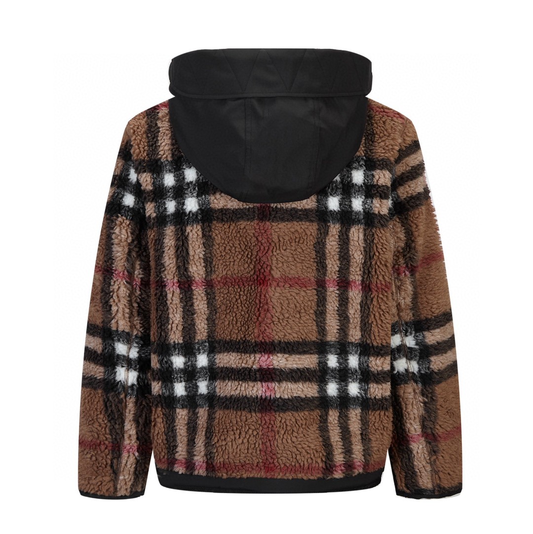 Burberry 巴宝莉 格纹泰迪连帽外套 秋冬款 长袖 棕色 80586391