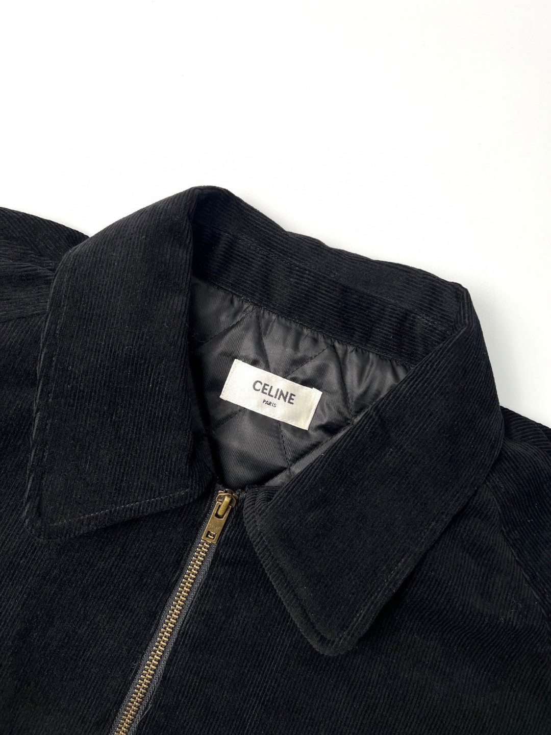 CELINE 赛琳 字母logo灯芯绒拉链夹克 外套 秋冬款 男女同款 黑色 2Q772580W-07IN