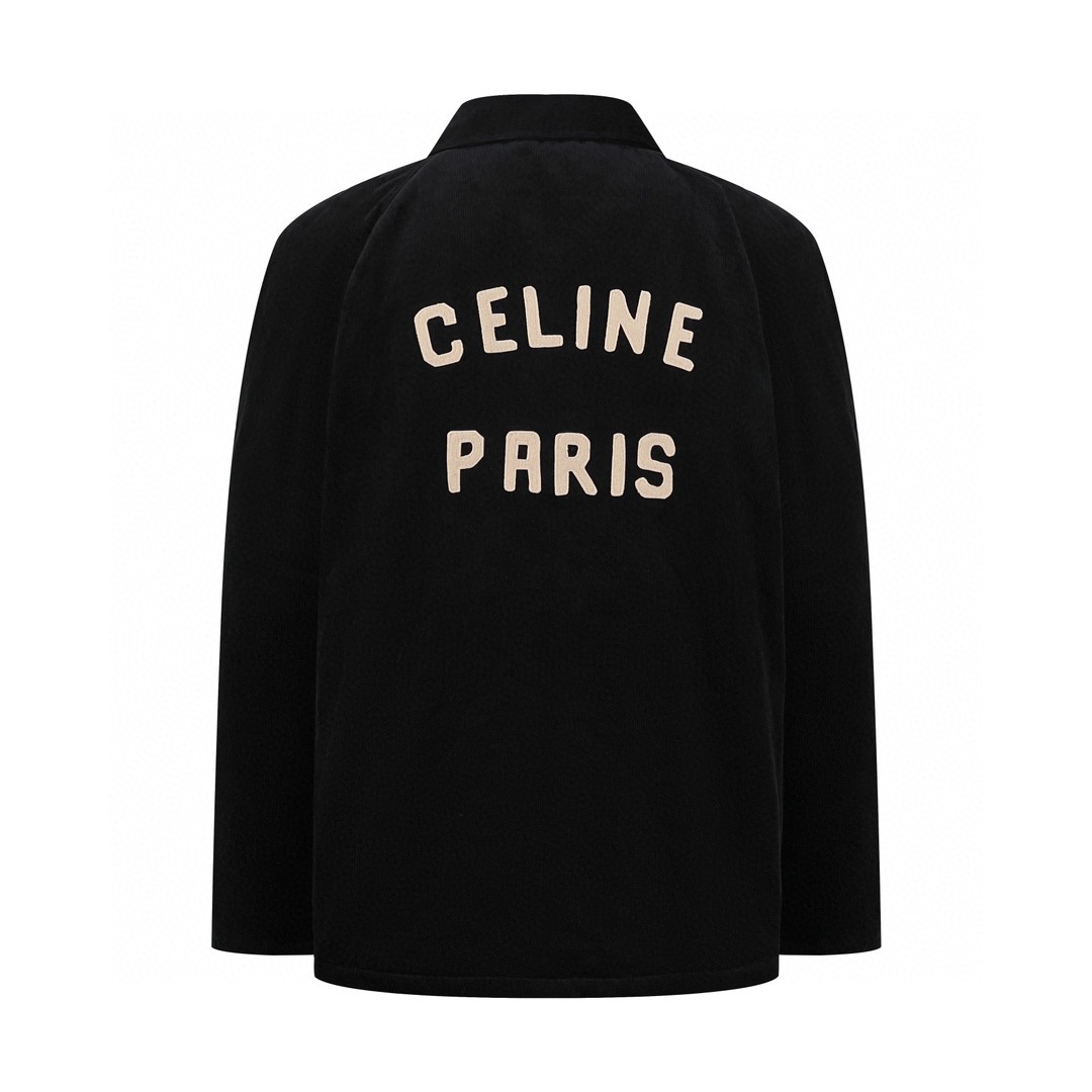CELINE 赛琳 字母logo灯芯绒拉链夹克 外套 秋冬款 男女同款 黑色 2Q772580W-07IN
