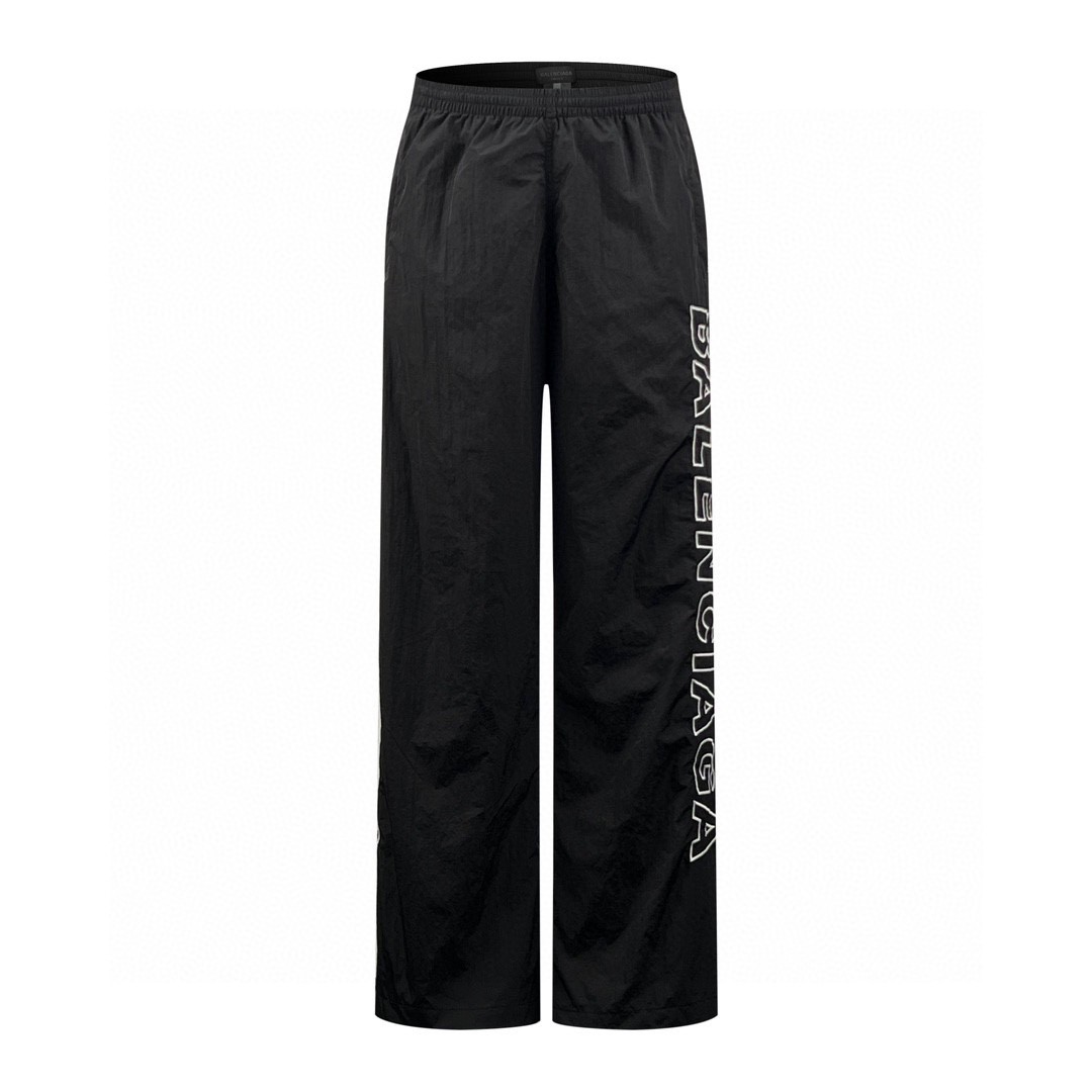 Balenciaga 巴黎世家 字母logo尼龙材质休闲裤 运动裤 长裤 黑色 