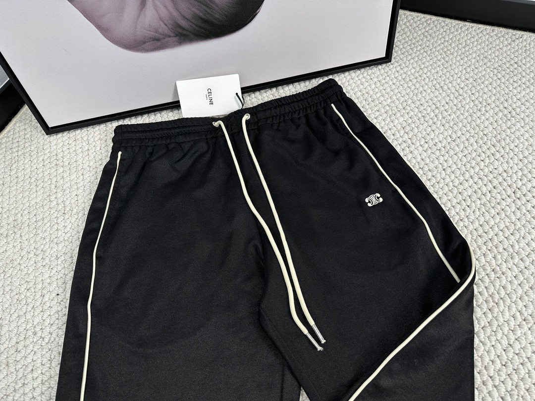 CELINE 赛琳 logo刺绣 卫裤 休闲裤 运动裤 长裤 黑色