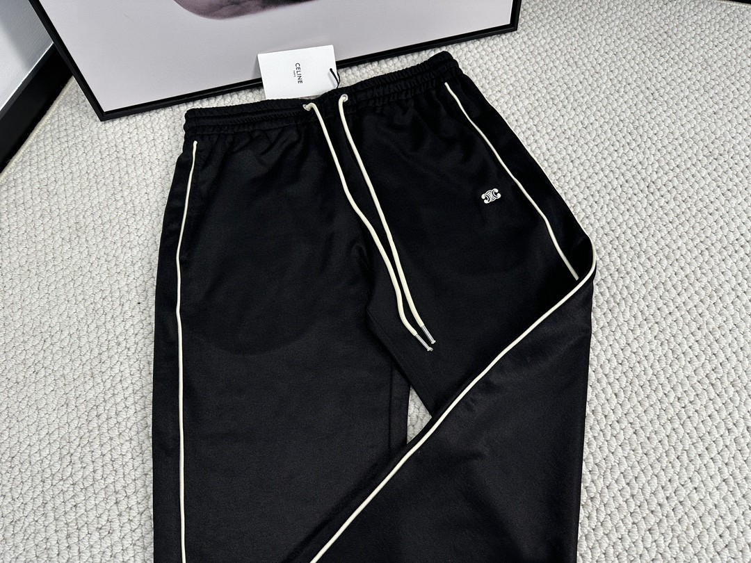 CELINE 赛琳 logo刺绣 卫裤 休闲裤 运动裤 长裤 黑色