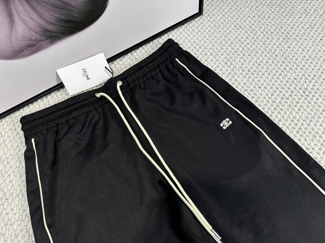 CELINE 赛琳 logo刺绣 卫裤 休闲裤 运动裤 长裤 黑色