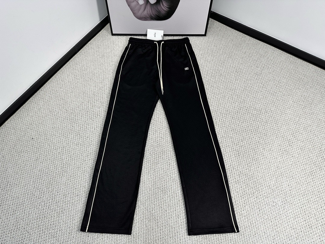 CELINE 赛琳 logo刺绣 卫裤 休闲裤 运动裤 长裤 黑色