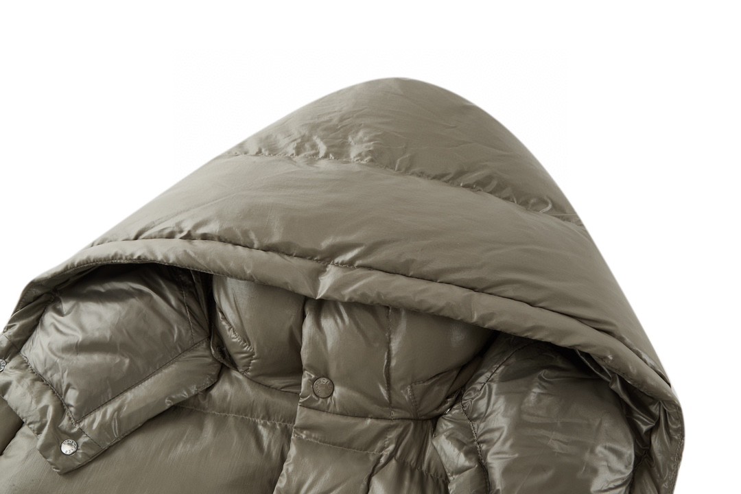 Moncler 蒙口 FW22 漆面拉链短款连帽羽绒服 保暖 外套 灰咖色 H20911A002565969T909