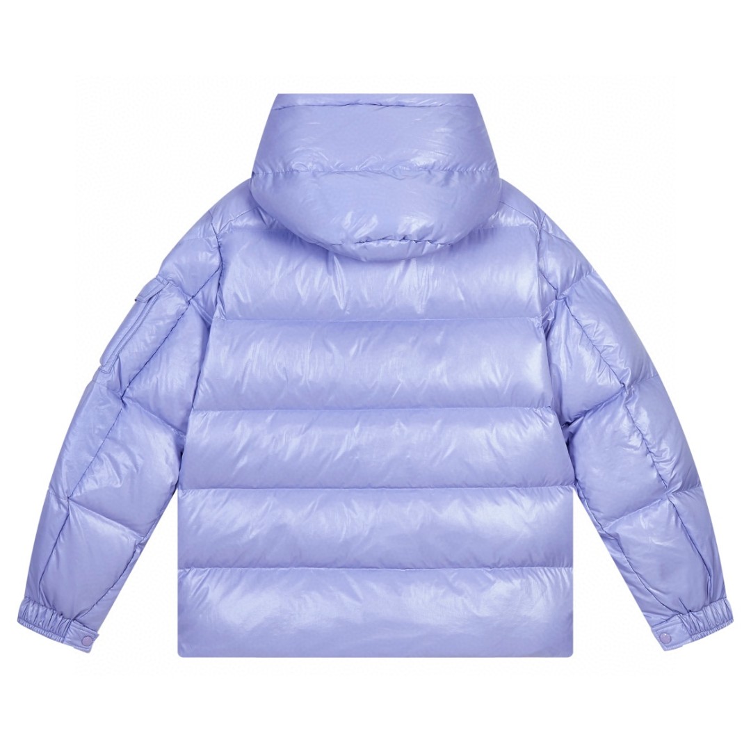 Moncler 蒙口 FW22 漆面拉链短款连帽羽绒服 保暖 外套 紫色 H20911A002565969T605