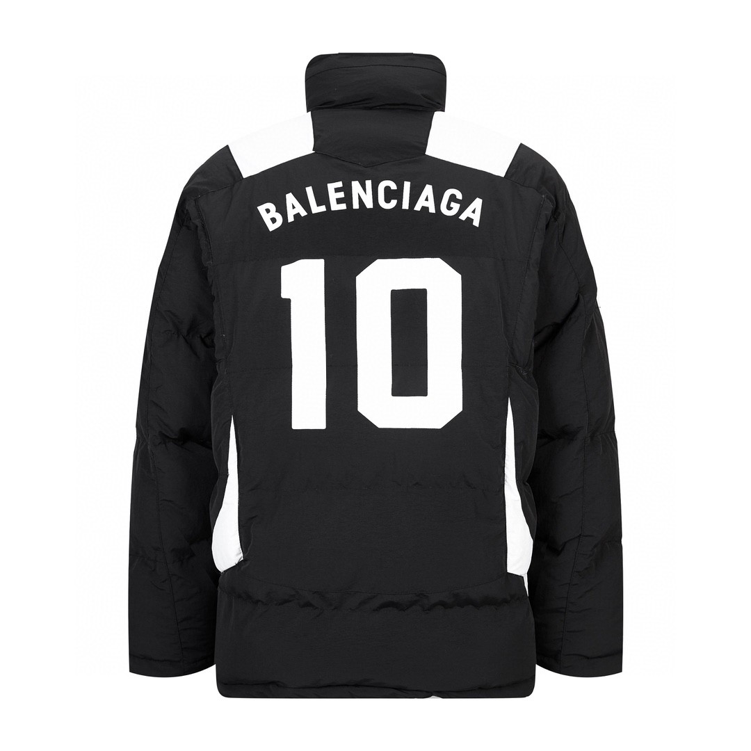 Balenciaga 巴黎世家 字母logo印花 足球羽绒服 外套 保暖 长袖 黑色