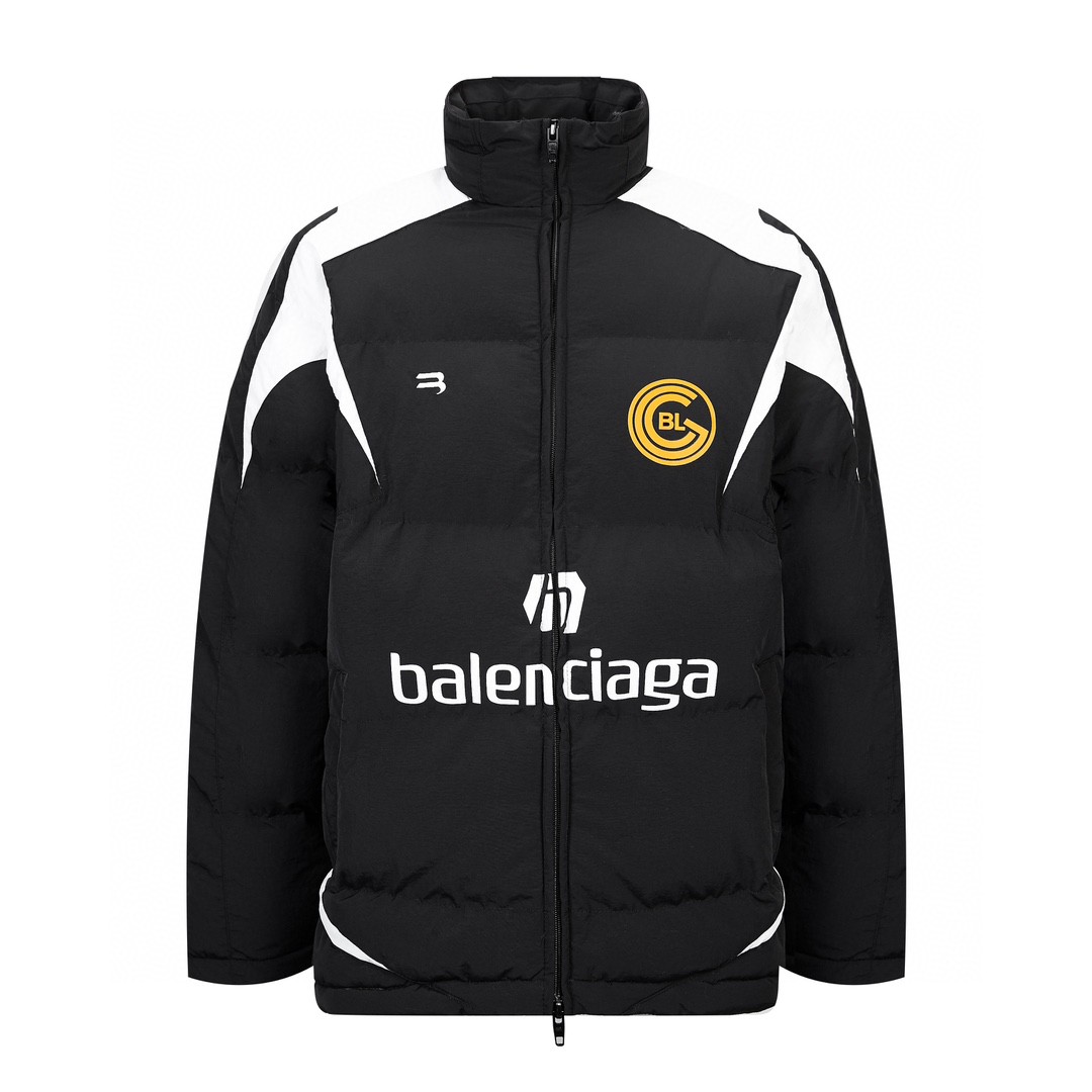 Balenciaga 巴黎世家 字母logo印花 足球羽绒服 外套 保暖 长袖 黑色