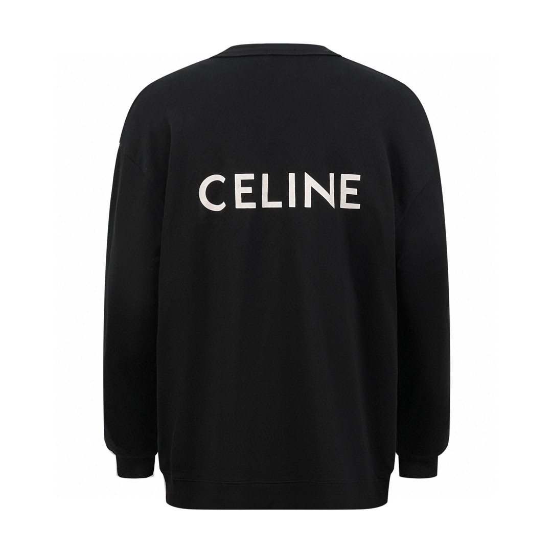 CELINE 赛琳 纯色Logo印花 单排扣提花宽松针织衫 开衫 外套 秋冬款 男女同款 黑色 2Y672670Q-38AW