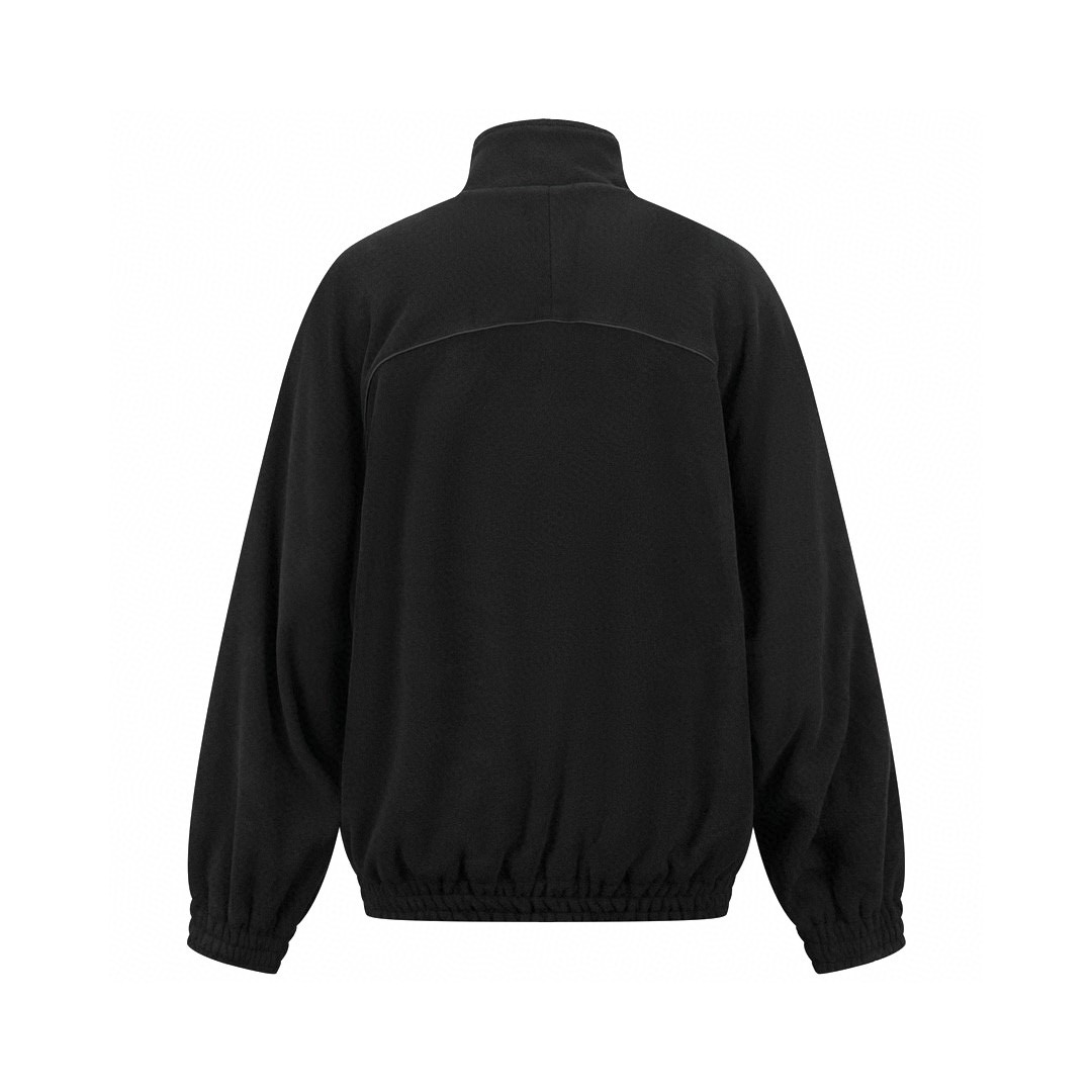 Balenciaga 巴黎世家 SS23 Logo印花立领拉链摇粒绒夹克 长袖 卫衣 外套 男女同款 黑色 755106TJQ321000