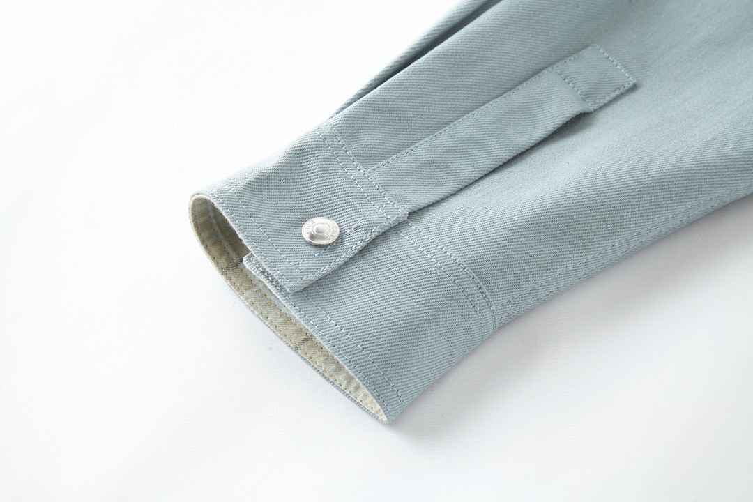 DIOR 迪奥 双面两穿字母logo刺绣牛仔衬衫 外套 长袖 蓝色 343D583AY539-C581