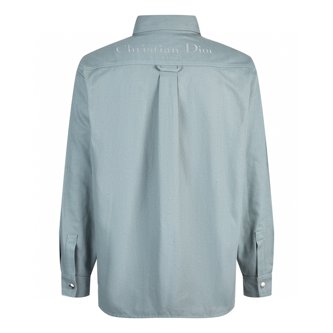 DIOR 迪奥 双面两穿字母logo刺绣牛仔衬衫 外套 长袖 蓝色 343D583AY539-C581