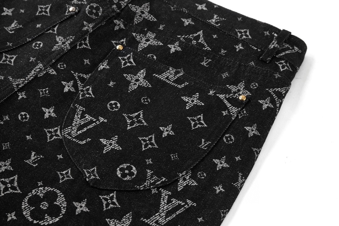 LOUIS VUITTON 路易威登 字母Logo满印牛仔裤 休闲裤 裤子 长裤 男款 黑色
