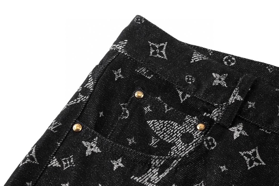 LOUIS VUITTON 路易威登 字母Logo满印牛仔裤 休闲裤 裤子 长裤 男款 黑色