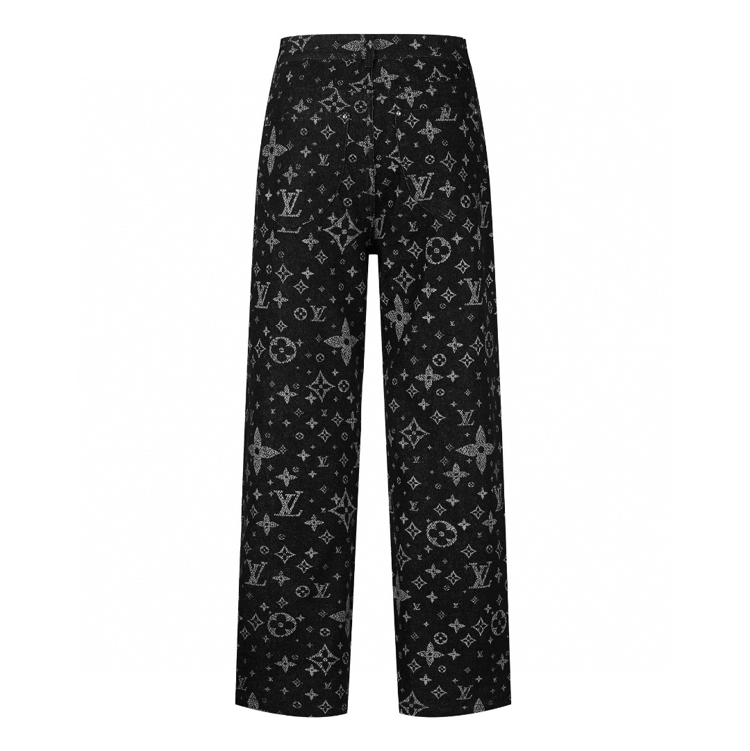 LOUIS VUITTON 路易威登 字母Logo满印牛仔裤 休闲裤 裤子 长裤 男款 黑色