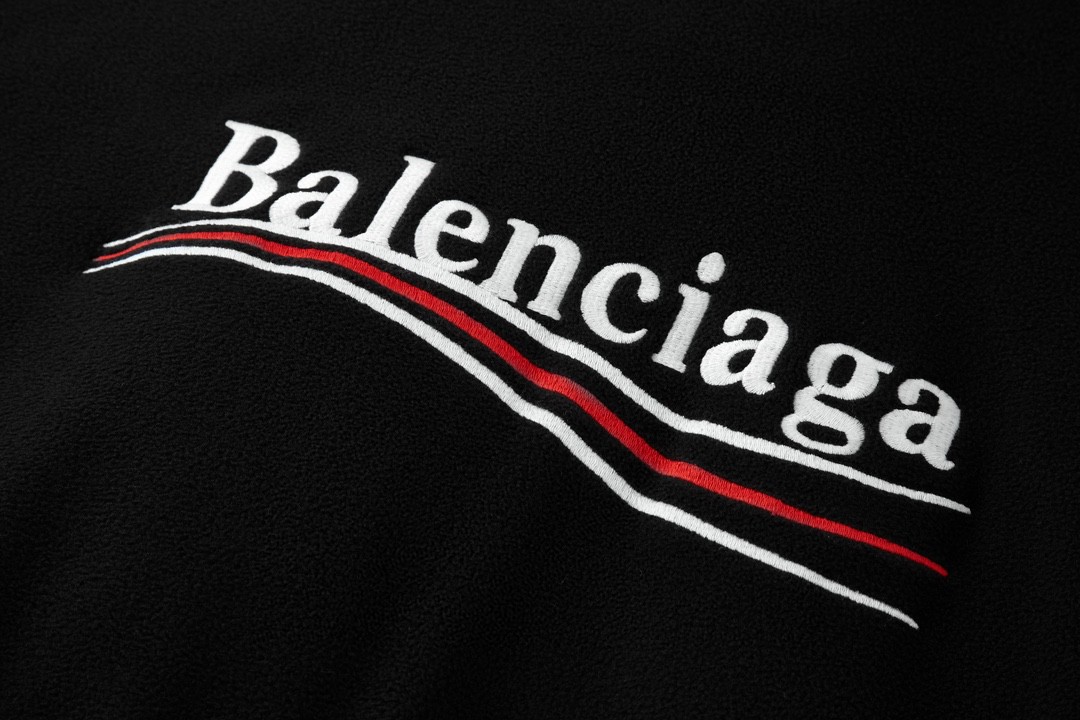 Balenciaga 巴黎世家 FW23 Logo印花拉链摇粒绒夹克 外套 卫衣 长袖 秋冬 黑色 768398TOVV11000
