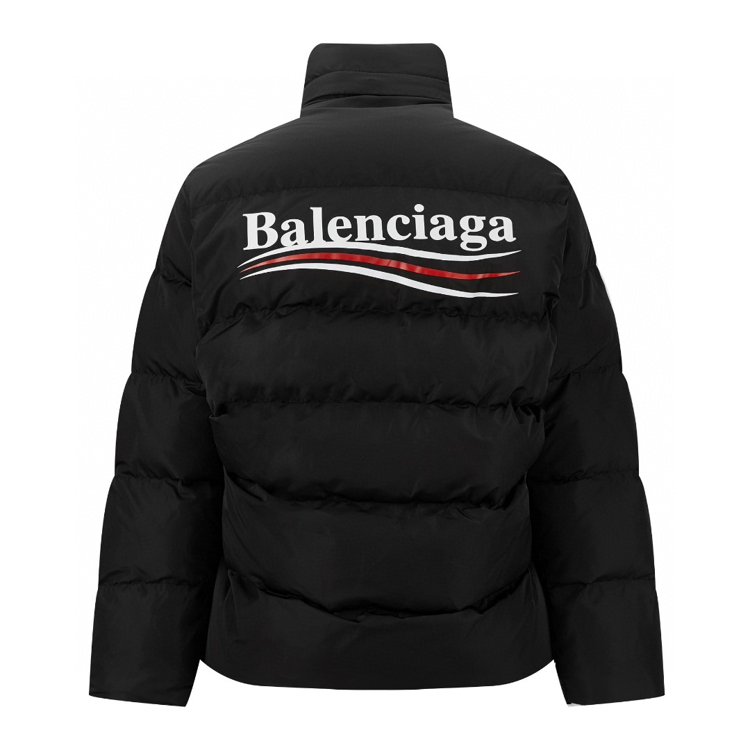 Balenciaga 巴黎世家 字母Logo印花立领夹克 棉服 外套 保暖 长袖 冬季 黑色 758046TYD361000