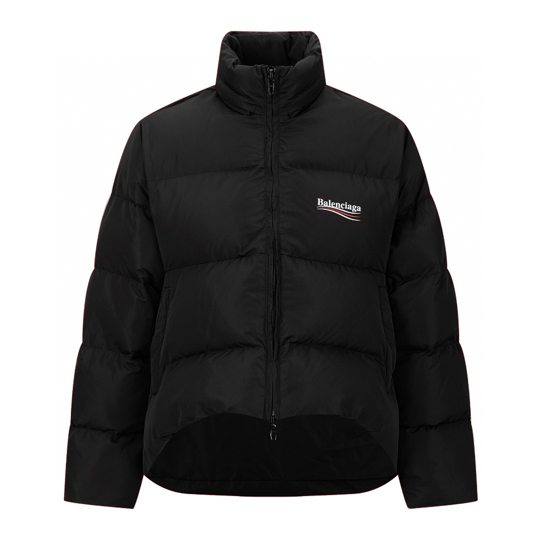 Balenciaga 巴黎世家 字母Logo印花立领夹克 棉服 外套 保暖 长袖 冬季 黑色 758046TYD361000