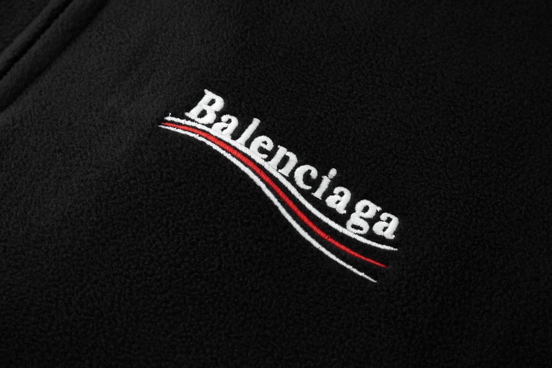 Balenciaga 巴黎世家 FW23 Logo印花拉链摇粒绒夹克 外套 卫衣 长袖 秋冬 黑色 768398TOVV11000