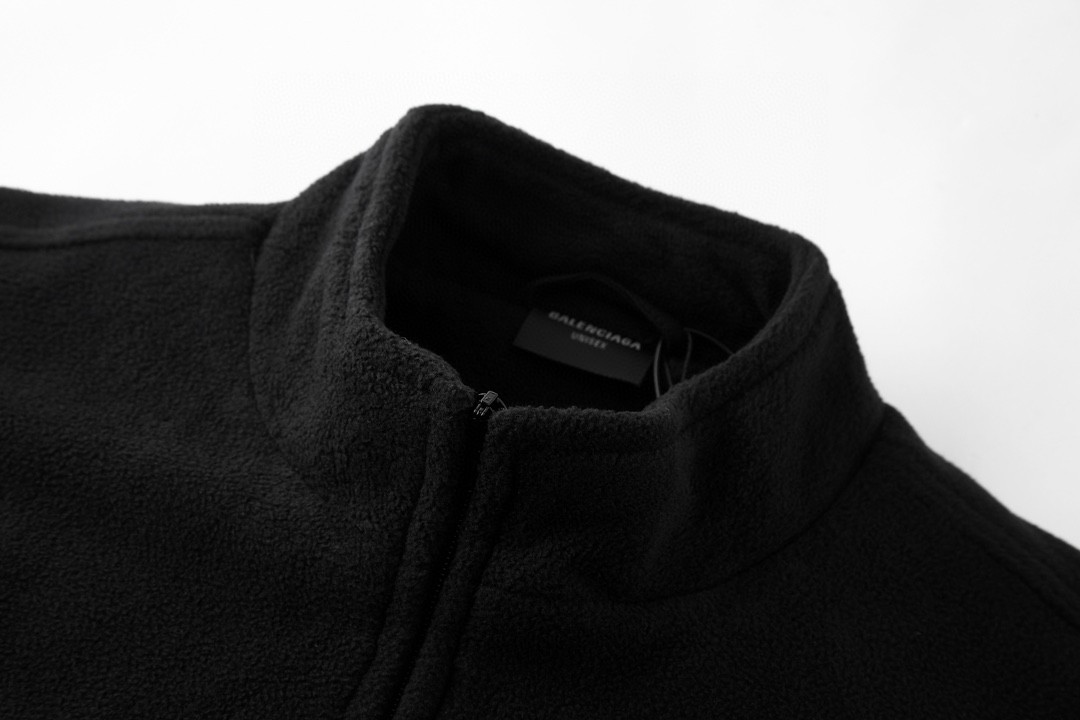 Balenciaga 巴黎世家 FW23 Logo印花拉链摇粒绒夹克 外套 卫衣 长袖 秋冬 黑色 768398TOVV11000