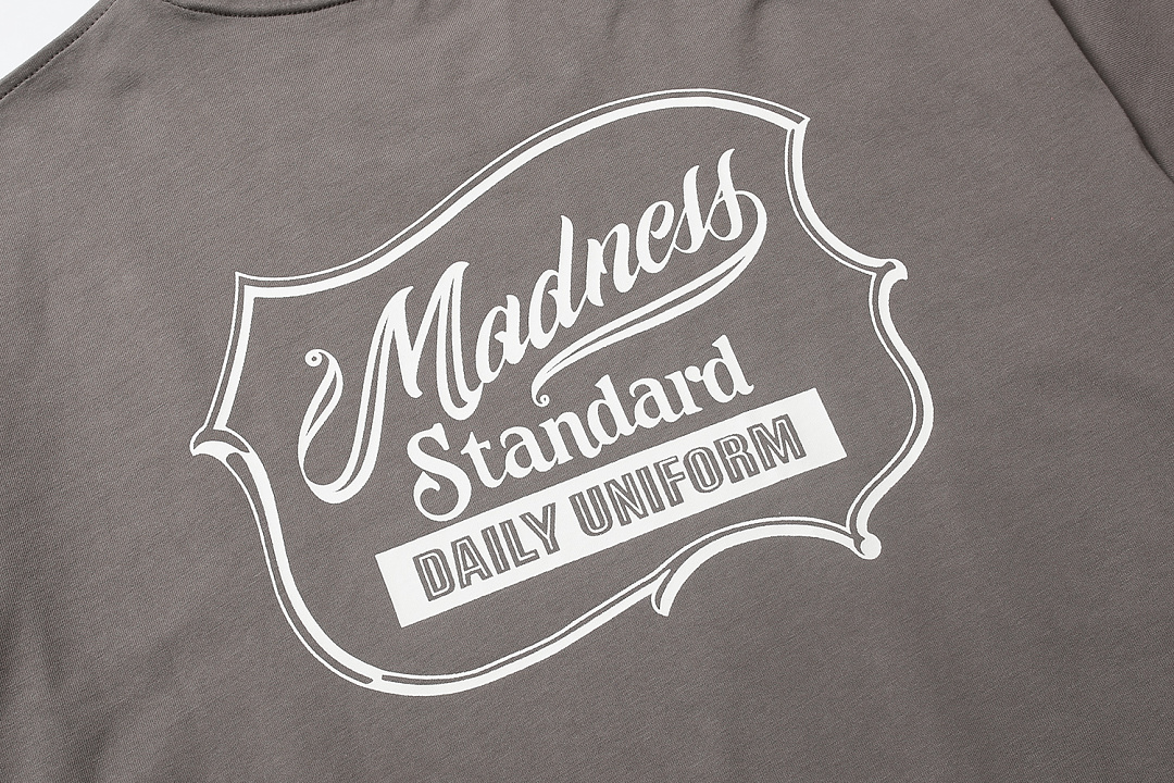 157# MADNESS 字母印花圆领T恤 短袖 男女同款 夏款 蓝色 卡其色 A0