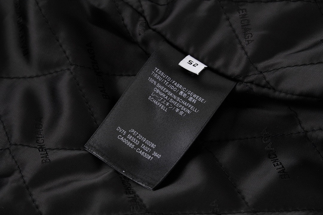 Balenciaga 巴黎世家 字母Logo印花 拉链夹棉皮衣 夹克 宽松 外套 秋冬款 黑色 