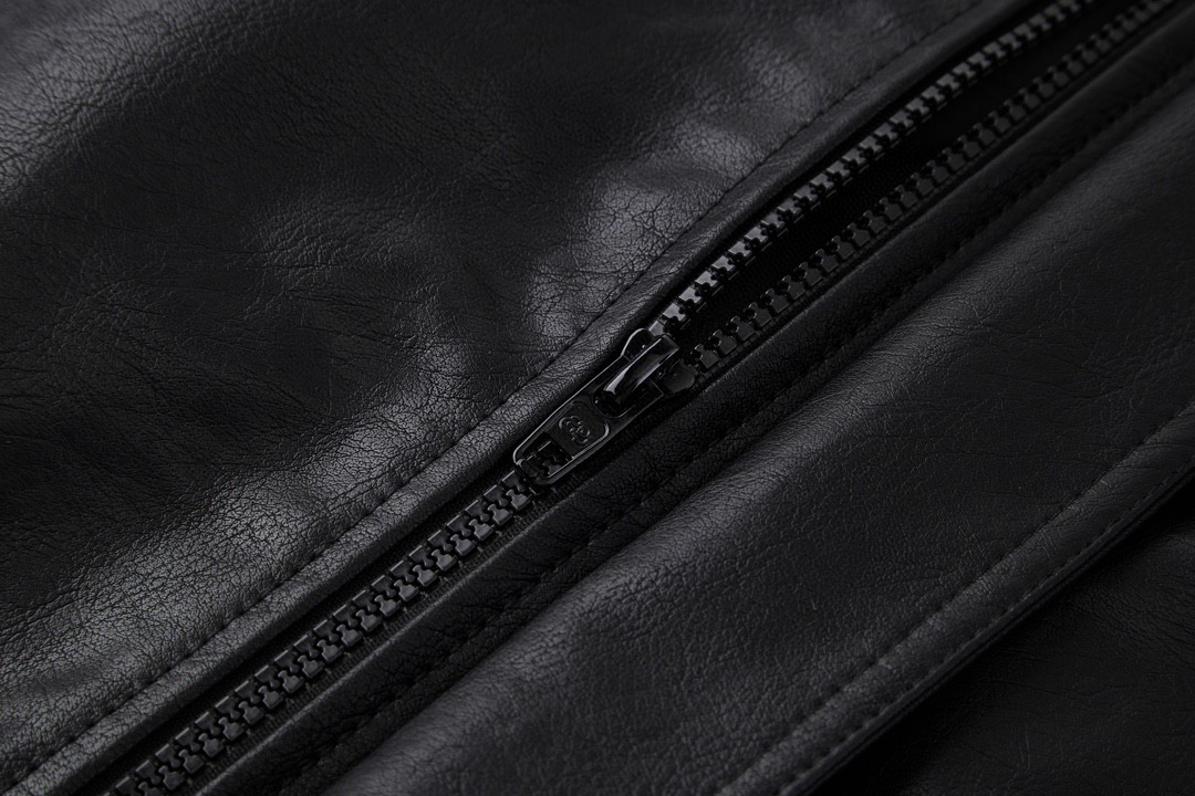 Balenciaga 巴黎世家 字母Logo印花 拉链夹棉皮衣 夹克 宽松 外套 秋冬款 黑色 