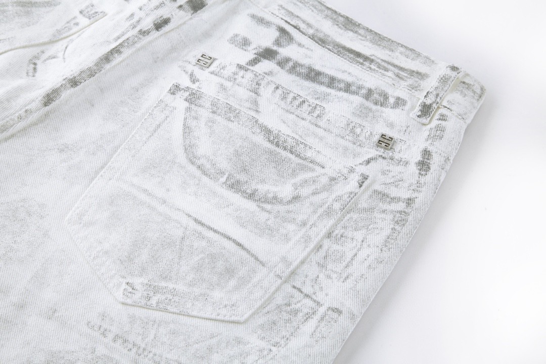 Givenchy 纪梵希 水洗字母logo图案直筒牛仔裤 长裤 灰白色 BM50UY5Y50100