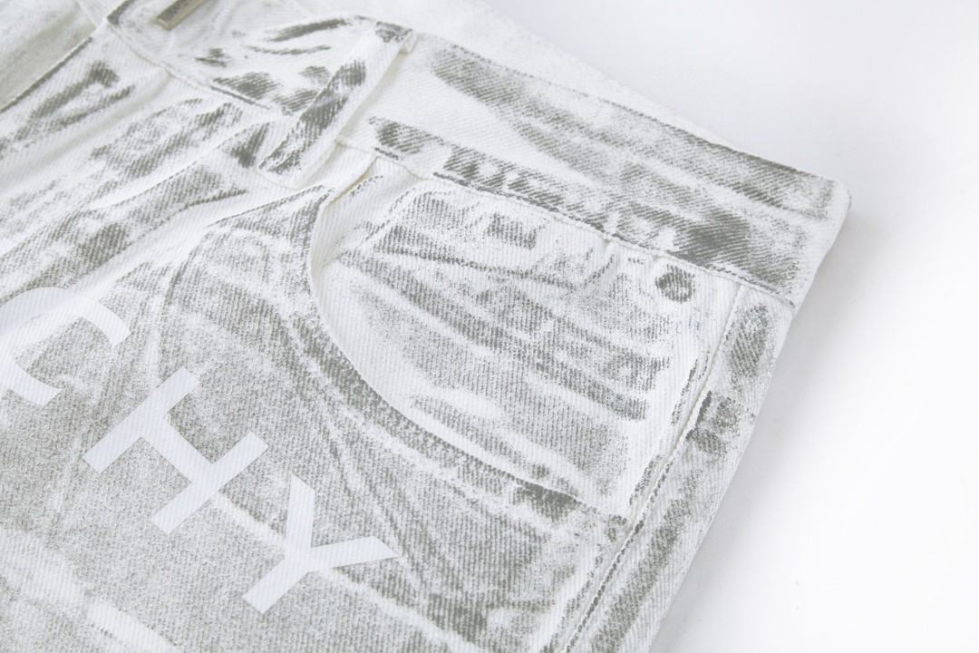 Givenchy 纪梵希 水洗字母logo图案直筒牛仔裤 长裤 灰白色 BM50UY5Y50100