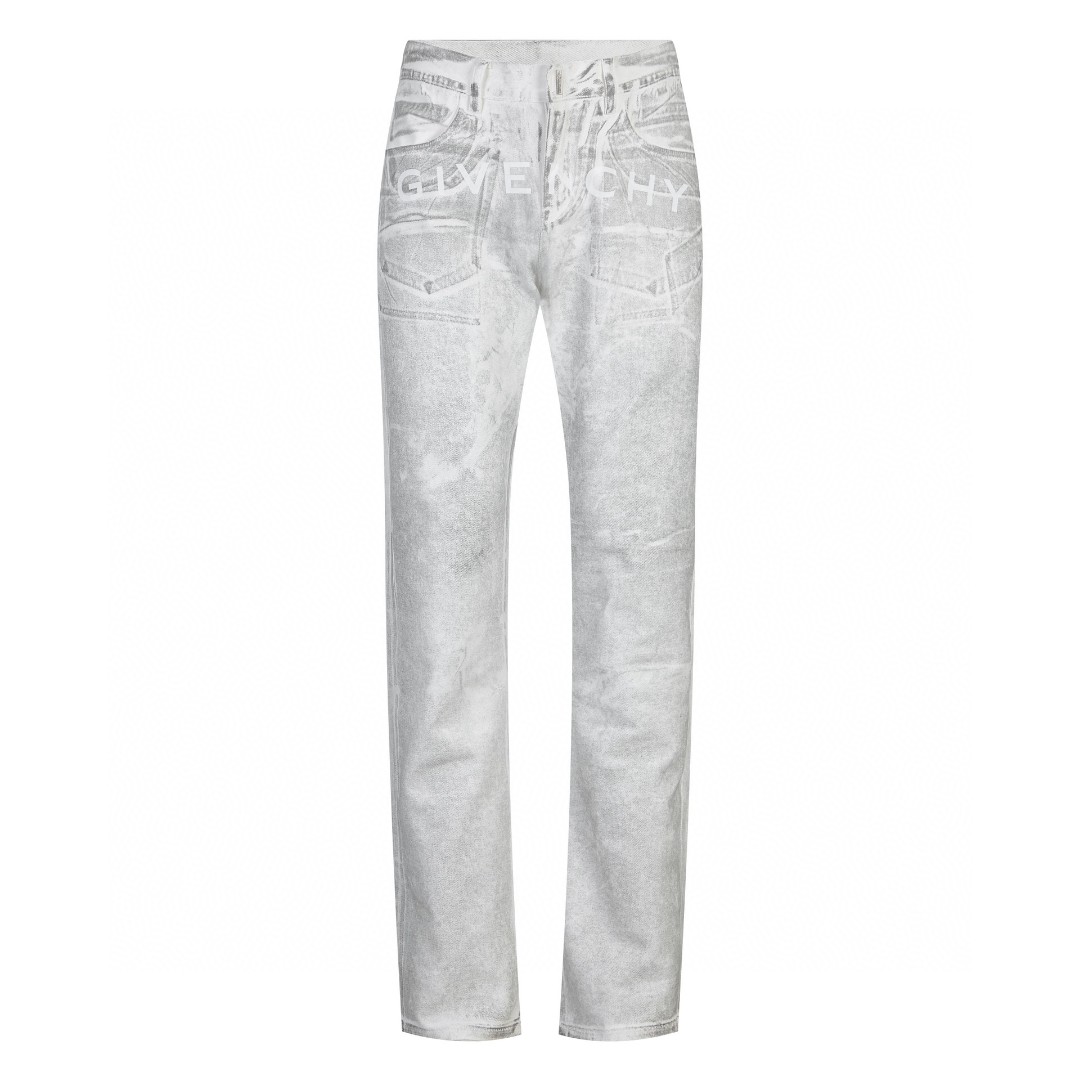 Givenchy 纪梵希 水洗字母logo图案直筒牛仔裤 长裤 灰白色 BM50UY5Y50100