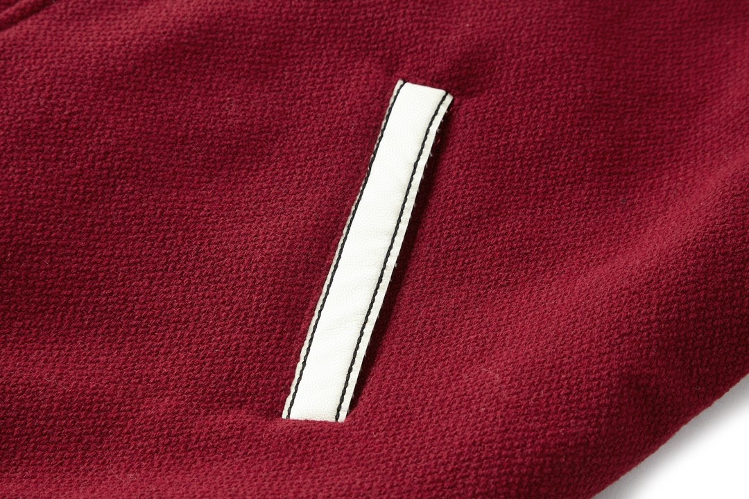 SAINT LAURENT 圣罗兰 后背字母图案羊毛夹克 棒球服 外套 秋冬款 红色