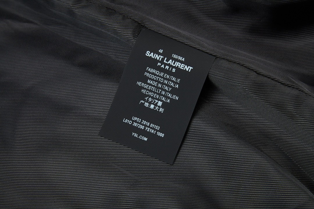 SAINT LAURENT 圣罗兰 后背字母印花羊毛夹克 棒球服 外套 秋冬款 黑色 625918Y180W1000