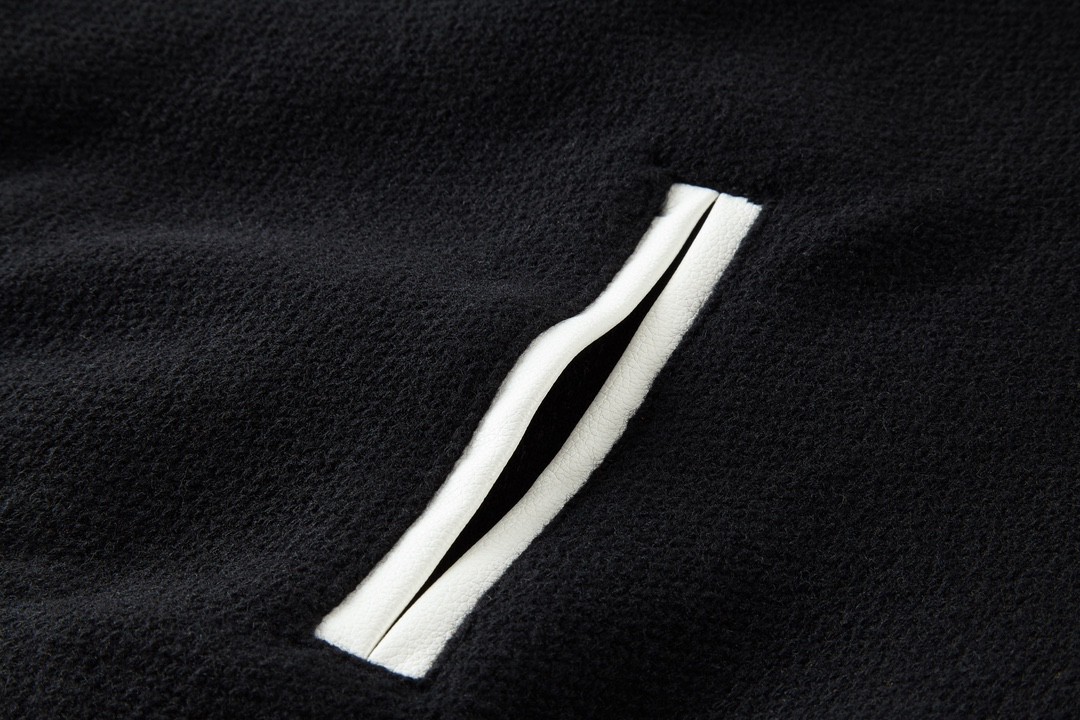 SAINT LAURENT 圣罗兰 真皮拼接羊毛夹克 棒球服 外套 秋冬款 黑色 354718Y180W1070