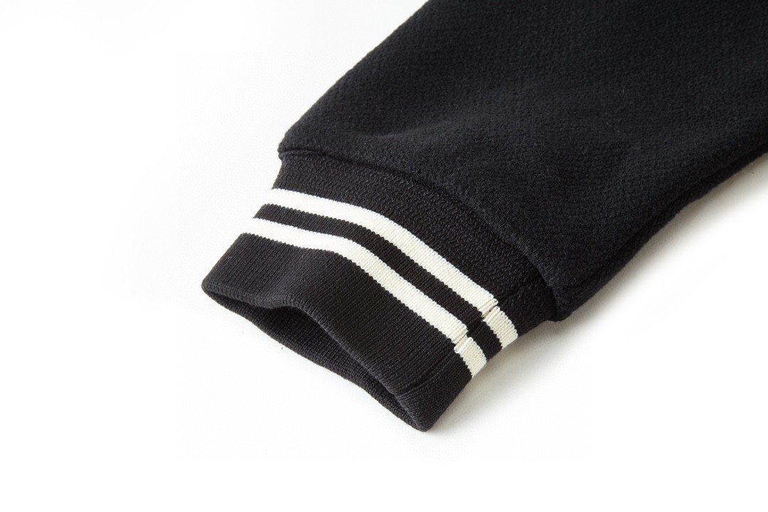 SAINT LAURENT 圣罗兰 真皮拼接羊毛夹克 棒球服 外套 秋冬款 黑色 354718Y180W1070