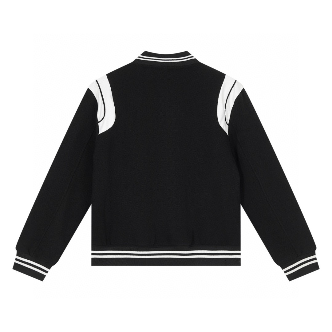 SAINT LAURENT 圣罗兰 真皮拼接羊毛夹克 棒球服 外套 秋冬款 黑色 354718Y180W1070