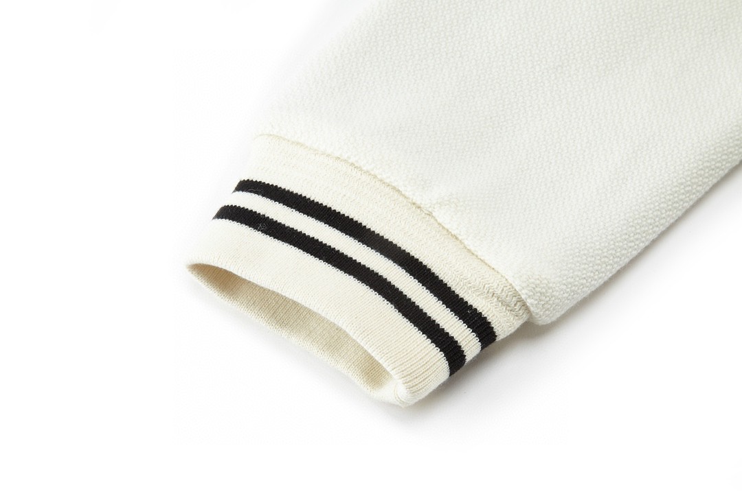 SAINT LAURENT 圣罗兰 真皮拼接羊毛夹克 棒球服 外套 秋冬款 白色 354718Y213Q9502