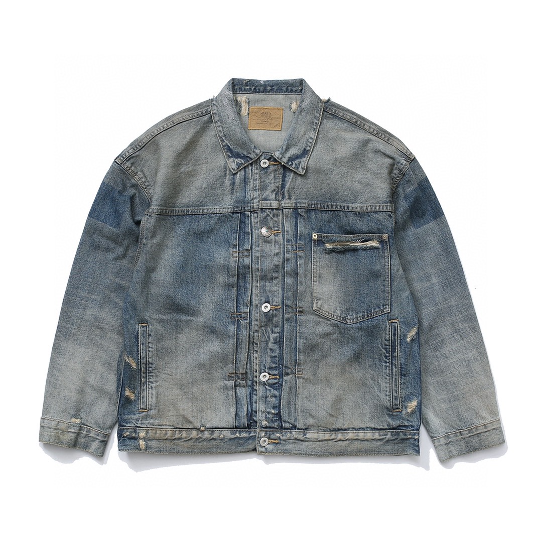 716#MADNESS 水洗破坏牛仔外套 夹克 长袖 外套 秋冬 男女同款 蓝色