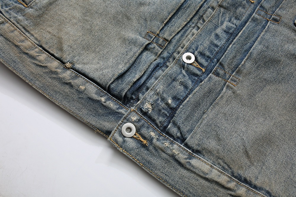 716#MADNESS 水洗破坏牛仔外套 夹克 长袖 外套 秋冬 男女同款 蓝色