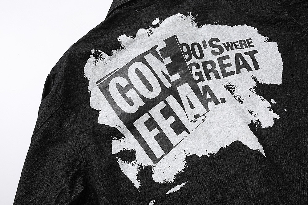 720#MADNESS 后背涂鸦印花工装夹克 牛仔外套 长袖 外套 秋冬 男女同款 黑色