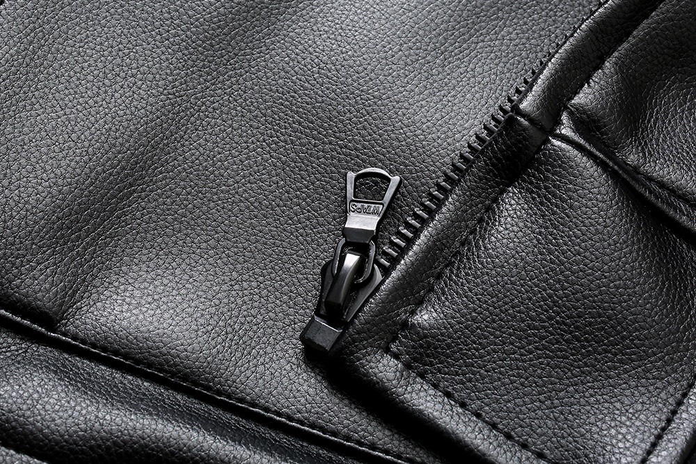 730#MADNESS 复古翻领大口袋皮衣 夹克 长袖 外套 秋冬 男女同款 黑色 棕色