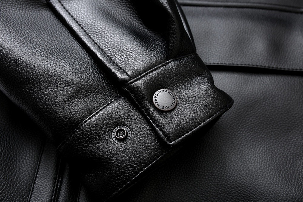 730#MADNESS 复古翻领大口袋皮衣 夹克 长袖 外套 秋冬 男女同款 黑色 棕色